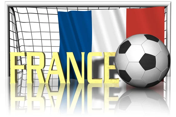 Στη Γαλλία Εθνική Σημαία Μπάλα Ποδοσφαίρου Στο Προσκήνιο Αθλητισμός Ποδόσφαιρο — Φωτογραφία Αρχείου
