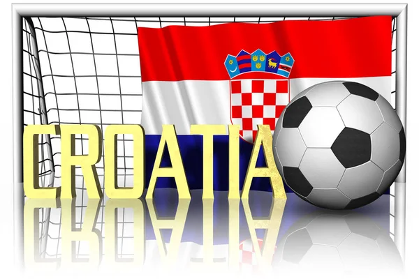 Croacia Bandera Nacional Con Pelota Fútbol Primer Plano Fútbol Deportivo —  Fotos de Stock