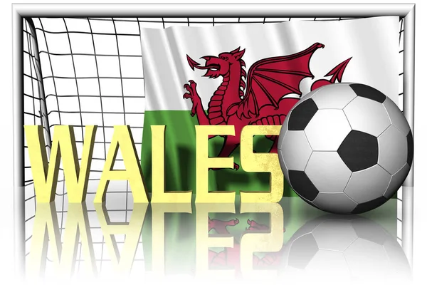 Gales Bandera Nacional Con Pelota Fútbol Primer Plano Fútbol Deportivo —  Fotos de Stock