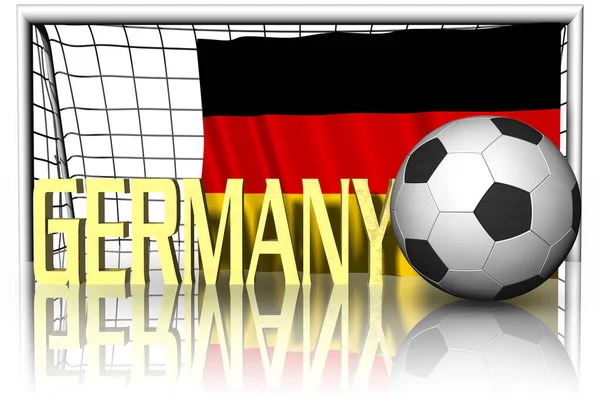 Германия Государственный Флаг Футбольным Мячом Переднем Плане Спортивный Футбол Иллюстрация — стоковое фото