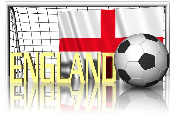 Inglaterra Bandera Nacional Con Pelota Fútbol Primer Plano Fútbol Deportivo —  Fotos de Stock