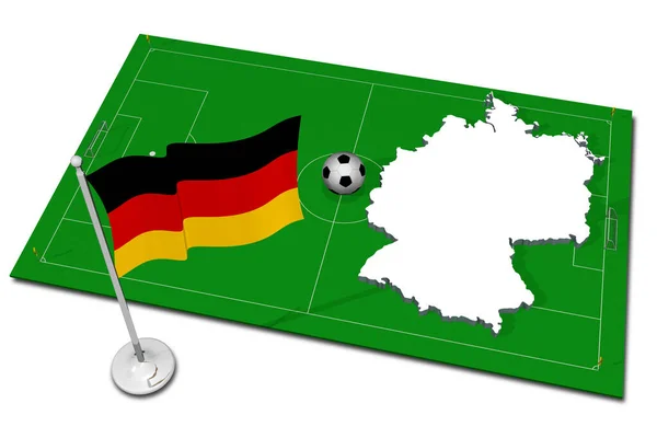 Tyskland Nationell Flagga Med Fotboll Förgrunden Sportfotboll Illustration — Stockfoto