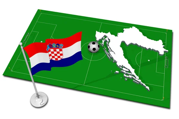 Croacia Bandera Nacional Con Pelota Fútbol Primer Plano Fútbol Deportivo —  Fotos de Stock