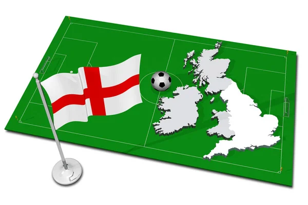Engeland Nationale Vlag Met Voetbal Voorgrond Sport Voetbal Illustratie — Stockfoto