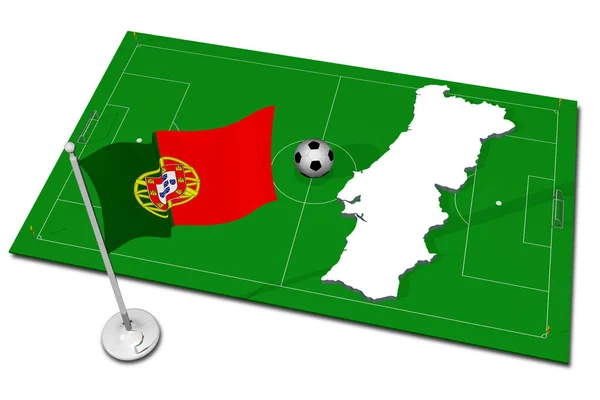 葡萄牙 以足球为前奏的国旗 运动足球 3D图解 — 图库照片