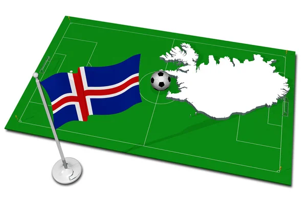 Ισλανδία Εθνική Σημαία Μπάλα Ποδοσφαίρου Στο Προσκήνιο Αθλητισμός Ποδόσφαιρο Εικονογράφηση — Φωτογραφία Αρχείου