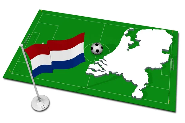 Nizozemsko Holandsko Národní Vlajka Fotbalovým Míčem Popředí Sportovní Fotbal Ilustrace — Stock fotografie