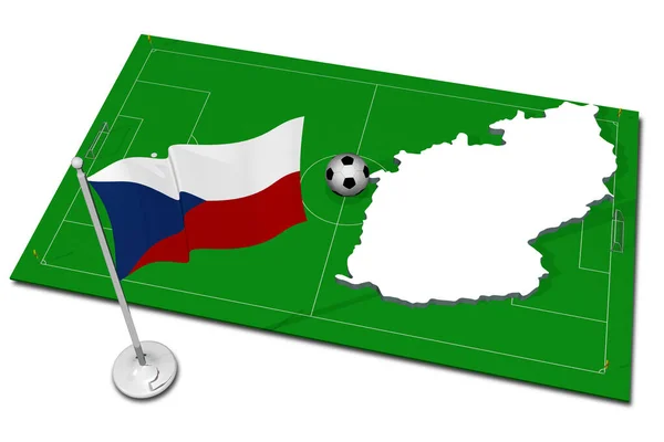 Czechy Czechosłowacja Flaga Narodowa Piłką Pierwszym Planie Sport Piłka Nożna — Zdjęcie stockowe