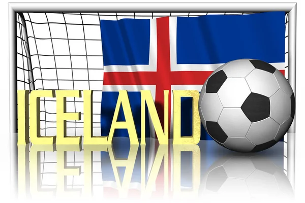 Islandia Bandera Nacional Con Pelota Fútbol Primer Plano Fútbol Deportivo —  Fotos de Stock