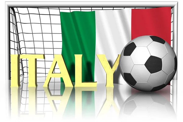 Italia Bandera Nacional Con Pelota Fútbol Primer Plano Fútbol Deportivo —  Fotos de Stock
