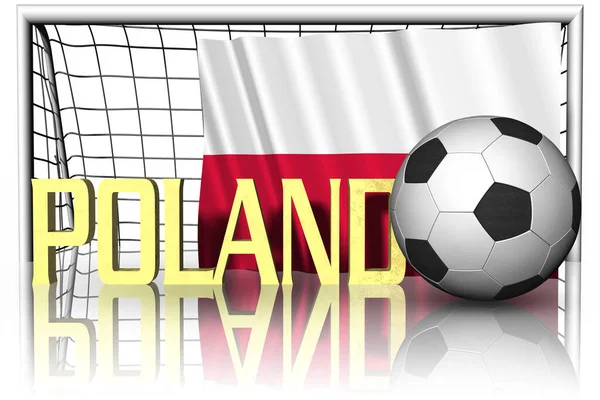 Polen Nationell Flagga Med Fotboll Förgrunden Sportfotboll Illustration — Stockfoto