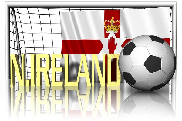 Severní Irsko Národní Vlajka Fotbalovým Míčem Popředí Sportovní Fotbal Ilustrace — Stock fotografie