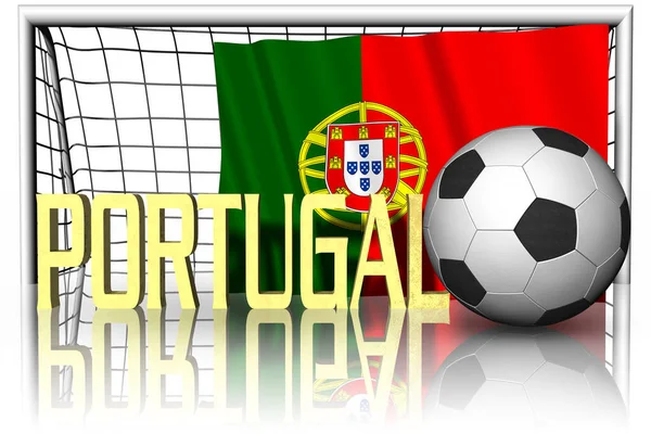 Portugal Drapeau National Avec Ballon Football Premier Plan Football Sportif — Photo
