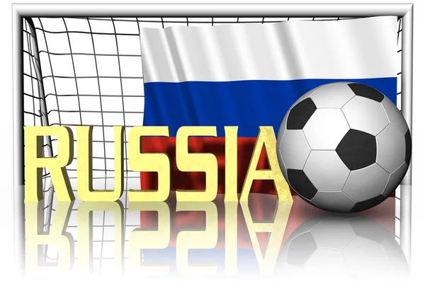 Rusia Bandera Nacional Con Pelota Fútbol Primer Plano Fútbol Deportivo — Foto de Stock