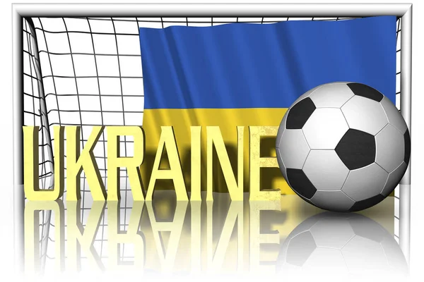 Ukraina Nationell Flagga Med Fotboll Förgrunden Sportfotboll Illustration — Stockfoto
