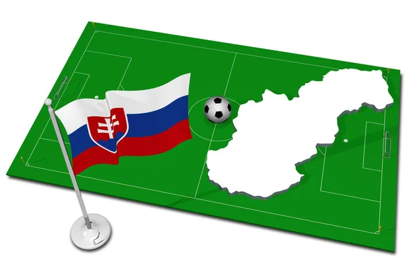 Slovaquie Drapeau National Avec Ballon Football Premier Plan Football Sportif — Photo