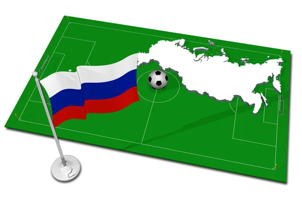 Ryssland Nationell Flagga Med Fotboll Förgrunden Sportfotboll Illustration — Stockfoto