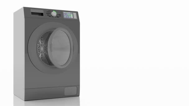 Οικιακές Συσκευές Πλυντήριο Ρούχων Σύμβολο Εξοικονόμησης Ενέργειας Λευκό Φόντο Αξιολόγηση — Αρχείο Βίντεο