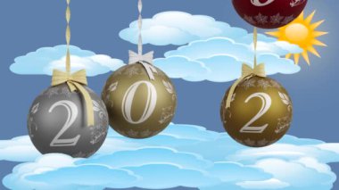 Sinema. Üç boyutlu illüstrasyon. Yeni yıl 2024. Yeni Yıl 2024 Noel süslemeleri yeni yılı duyuruyor. 2024 2023 'ün yerini aldı.