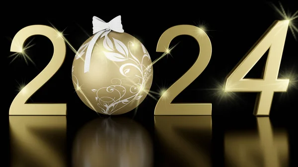 Ilustração Ano Novo 2024 Ano Novo 2024 Números Para Comemorar — Fotografia de Stock
