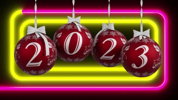 映画を撮った 3Dイラスト 新しい2024年 新年を発表する2024年のクリスマスデコレーション 2024は2023を置き換える — ストック動画