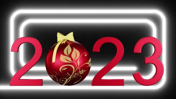 映画を撮った 3Dイラスト 新しい2024年 新年2024 数字で 2024年 クリスマスの装飾が施され 2023年に置き換えられた クリスマスの装飾の背景 — ストック動画