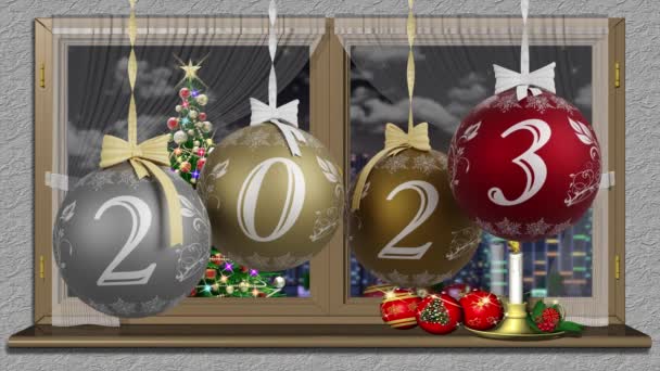 Película Ilustración Año Nuevo 2024 Año Nuevo 2024 Decoración Navidad — Vídeos de Stock
