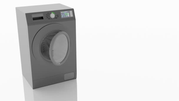 家電製品だ 省エネ記号付き洗濯機 白地だ 効率評価 ビデオ 3Dイラスト — ストック動画