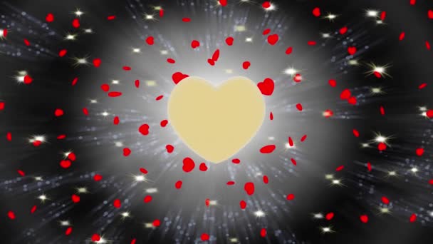 Videos Illustration Small Red Hearts Revolve Golden Central Heart Symbol — Stock Video