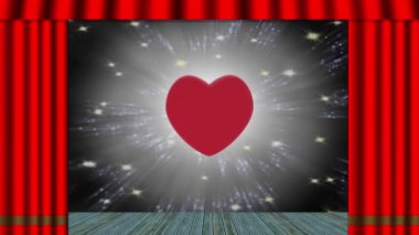 3D illustration animation. . Small golden cupids revolve around a red heart. Symbol of love and Valentine's Day.