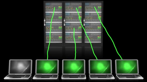 Videa Ilustrace Data Počítače Serveru Připojení Ukládání Dat Počítače Aplikace — Stock video