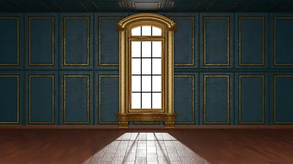 Antikes Und Elegantes Zimmer Reich Eingerichtet Leer Mit Einem Fenster lizenzfreie Stockbilder