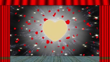 3D illustration animation. Small red hearts revolve around a golden central heart. Symbol of love and Valentine's Day.