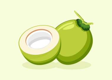 Hindistan cevizi meyve düz vektör ilüstrasyonu