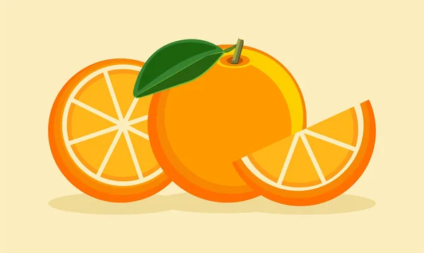 Oranje Fruit Vlakke Vector Ilustratie — Stockvector