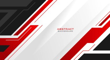 Kırmızı ve siyah minimetrik geometrik teknoloji beyaz arkaplan