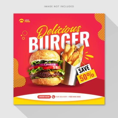 Burger food sosyal medya şablon tasarımı