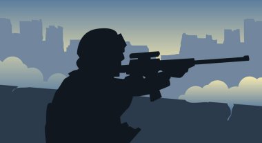 Keskin nişancı asker Sillhoutte çizimi