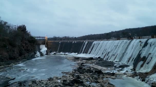 Pohled Zamrzlou Přehradu Řece Taylors Falls Minnesotě — Stock video