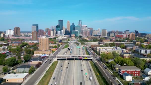 Drone Aéreo Vista Sobre Centro Minneapolis — Vídeo de Stock