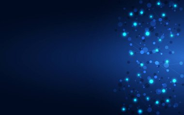 Moleküllerin soyut arka planı. Moleküler yapılar veya DNA iplikleri, genetik mühendislik, sinirsel ağ, yenilik teknolojisi, bilimsel araştırma. Teknoloji, bilim ve tıp konsepti.