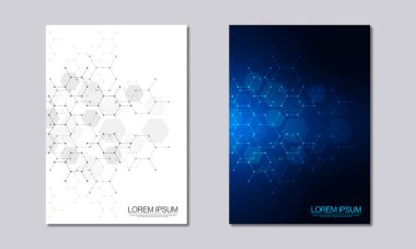 Bir iş broşürü veya kapak kitabı, sayfa düzeni, el ilanı tasarımı ve poster şablonu için altıgen şekilli soyut geometrik arkaplan.