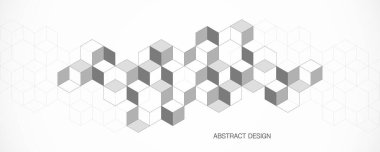 İzometrik şekil blokları olan grafik tasarım elementleri. Soyut geometrik arkaplanın vektör çizimi.