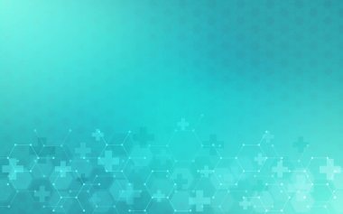 Altıgen desenli ve çaprazlı tıbbi geçmişin tasviri.