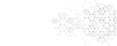 Genetik mühendisliği ve moleküler yapı, altıgen DNA ağı, bilim kimyasalı ve biyoteknoloji konsepti, yenilik teknolojisi, sağlık ve tıp tasarımı. Vektör illüstrasyonu