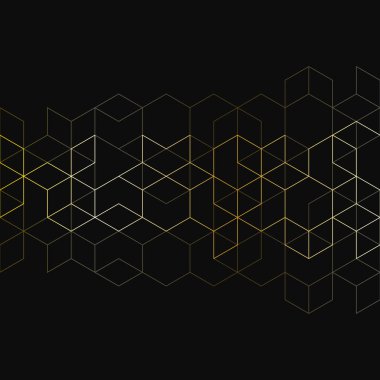 Grafik tasarım elementleri, izometrik şekilli altın bloklar. Soyut geometrik arkaplan.