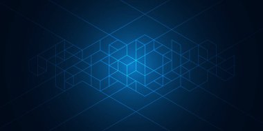 İzometrik şekil blokları olan grafik tasarım elementleri. Soyut geometrik arkaplanın yaratıcı vektör çizimi.