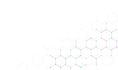 Genetik mühendisliği ve moleküler yapı, altıgen DNA ağı, bilim kimyasalı ve biyoteknoloji konsepti, yenilik teknolojisi, sağlık ve tıp tasarımı. Vektör illüstrasyonu