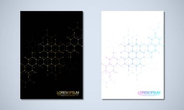 Bir iş broşürü veya kapak kitabı, sayfa düzeni, el ilanı tasarımı ve poster şablonu için altıgen şekilli soyut geometrik arkaplan.