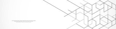 Panoramik görünüm soyut geometrik arkaplan, pankart veya web sitesi başlık şablonu için altıgen şekilli. Vektör illüstrasyonu